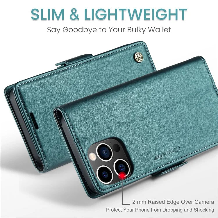 CASEME 023 Series For iPhone 16 Pro Max Case RFID Blocking Glossy Stand Phone Cover