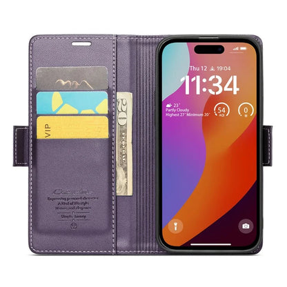 CASEME 023 Series For iPhone 16 Pro Max Case RFID Blocking Glossy Stand Phone Cover