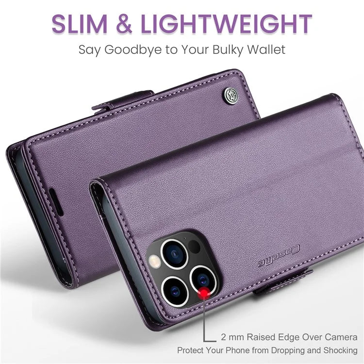 CASEME 023 Series For iPhone 16 Pro Max Case RFID Blocking Glossy Stand Phone Cover