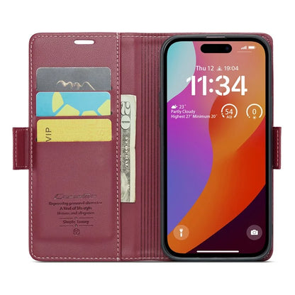 CASEME 023 Series For iPhone 16 Pro Max Case RFID Blocking Glossy Stand Phone Cover