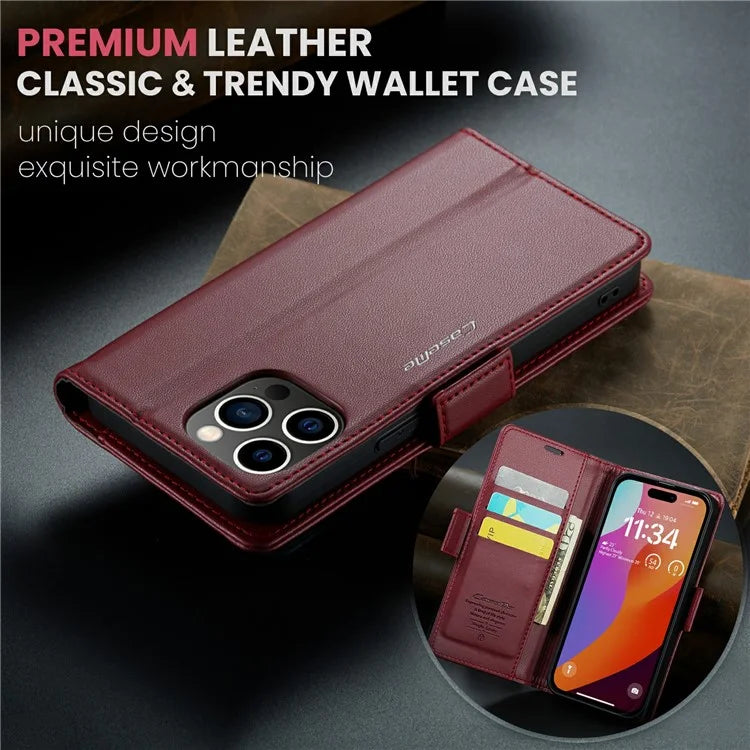 CASEME 023 Series For iPhone 16 Pro Max Case RFID Blocking Glossy Stand Phone Cover