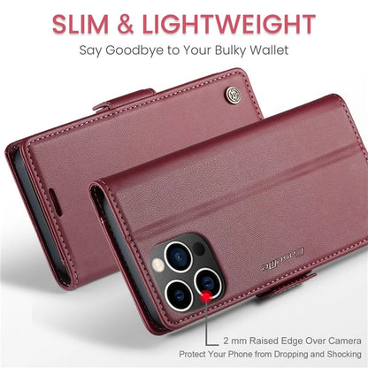 CASEME 023 Series For iPhone 16 Pro Max Case RFID Blocking Glossy Stand Phone Cover