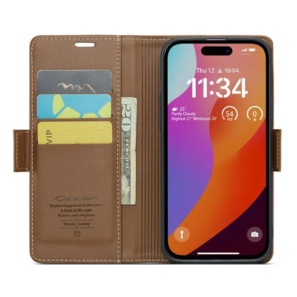 CASEME 023 Series For iPhone 16 Pro Max Case RFID Blocking Glossy Stand Phone Cover