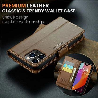 CASEME 023 Series For iPhone 16 Pro Max Case RFID Blocking Glossy Stand Phone Cover