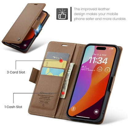 CASEME 023 Series For iPhone 16 Pro Max Case RFID Blocking Glossy Stand Phone Cover