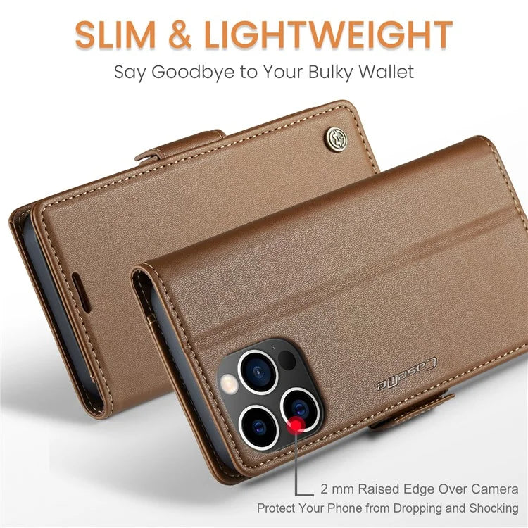 CASEME 023 Series For iPhone 16 Pro Max Case RFID Blocking Glossy Stand Phone Cover