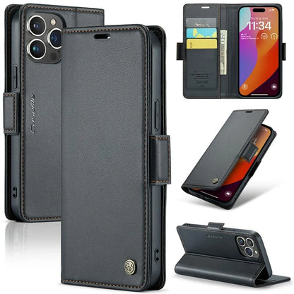 CASEME 023 Series For iPhone 16 Pro Max Case RFID Blocking Glossy Stand Phone Cover