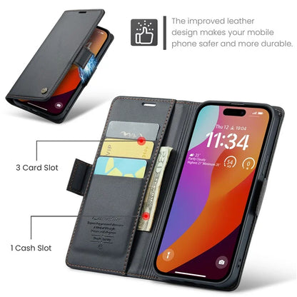 CASEME 023 Series For iPhone 16 Pro Max Case RFID Blocking Glossy Stand Phone Cover