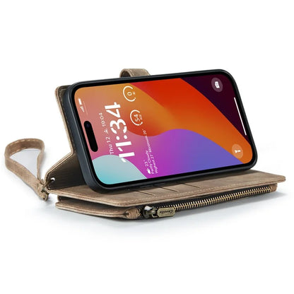 CASEME C30 Series for iPhone 16 Pro Max Case Leather Phone Cover with 10 Card Holder Zipper Pocket