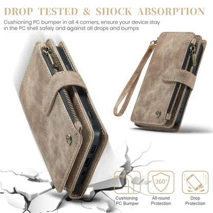 CASEME C30 Series for iPhone 16 Pro Max Case Leather Phone Cover with 10 Card Holder Zipper Pocket