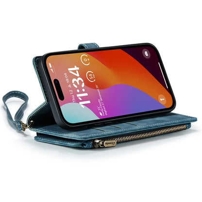 CASEME C30 Series for iPhone 16 Pro Max Case Leather Phone Cover with 10 Card Holder Zipper Pocket