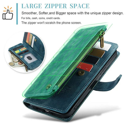 CASEME C30 Series for iPhone 16 Pro Max Case Leather Phone Cover with 10 Card Holder Zipper Pocket