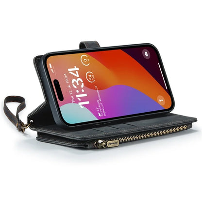 CASEME C30 Series for iPhone 16 Pro Max Case Leather Phone Cover with 10 Card Holder Zipper Pocket