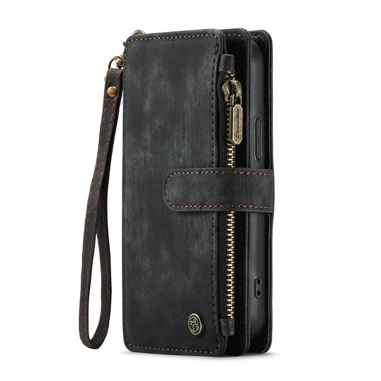 CASEME C30 Series for iPhone 16 Pro Max Case Leather Phone Cover with 10 Card Holder Zipper Pocket
