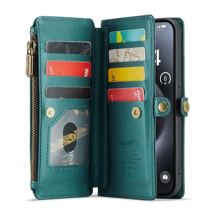 CASEME C36 Series For iPhone 16 Pro Case Zipper Wallet Leather Phone Cover with Straps