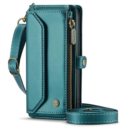 CASEME C36 Series For iPhone 16 Pro Case Zipper Wallet Leather Phone Cover with Straps