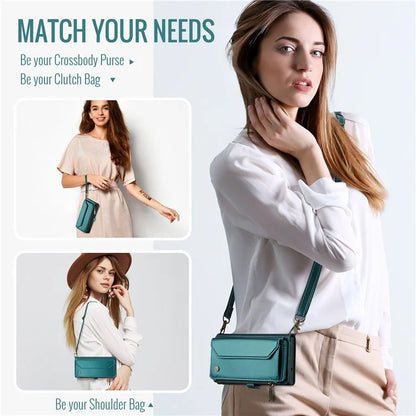 CASEME C36 Series For iPhone 16 Pro Case Zipper Wallet Leather Phone Cover with Straps