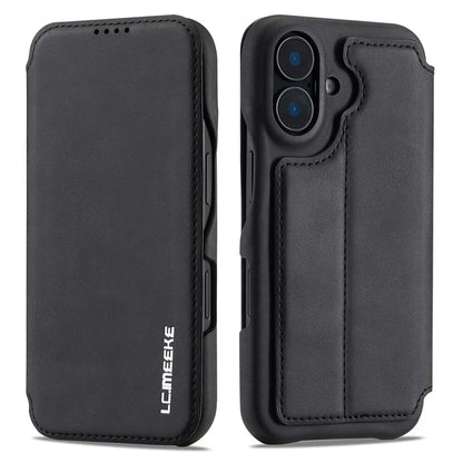 LC.IMEEKE For iPhone 16 Plus Case Card Holder Stand Leather Phone Cover