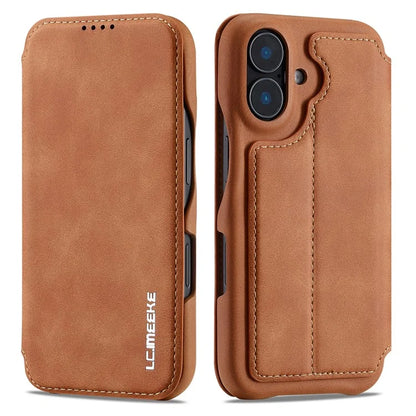 LC.IMEEKE For iPhone 16 Plus Case Card Holder Stand Leather Phone Cover