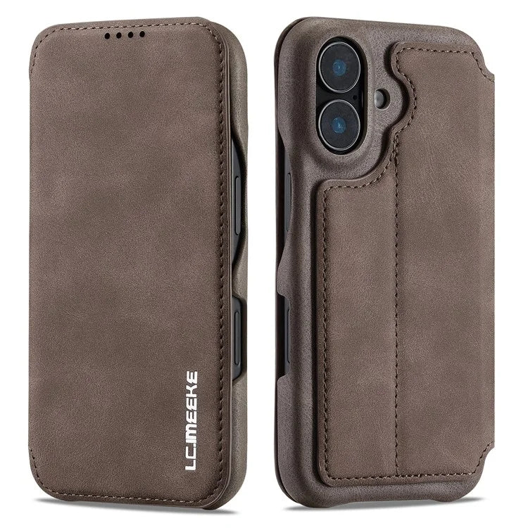 LC.IMEEKE For iPhone 16 Plus Case Card Holder Stand Leather Phone Cover