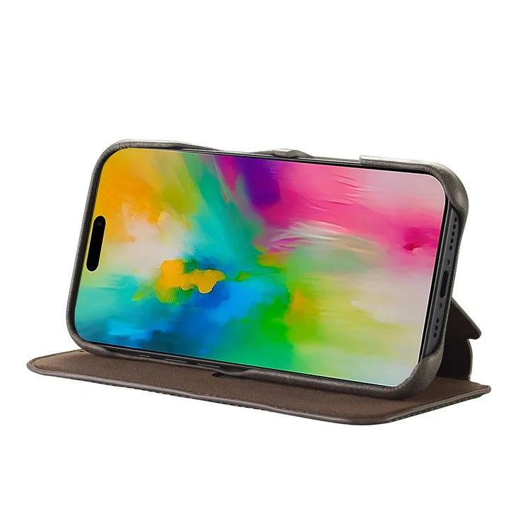 LC.IMEEKE For iPhone 16 Plus Case Card Holder Stand Leather Phone Cover