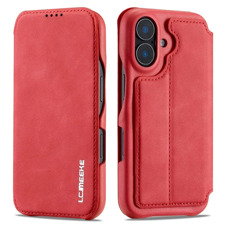 LC.IMEEKE For iPhone 16 Plus Case Card Holder Stand Leather Phone Cover