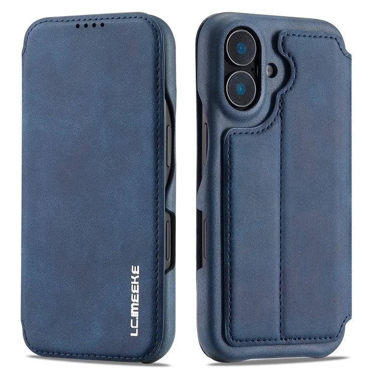 LC.IMEEKE For iPhone 16 Case Card Holder Stand Leather Phone Cover