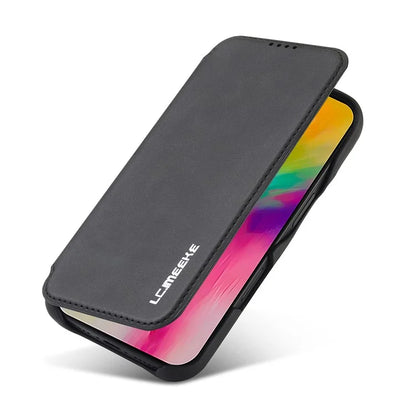 LC.IMEEKE For iPhone 16 Case Card Holder Stand Leather Phone Cover