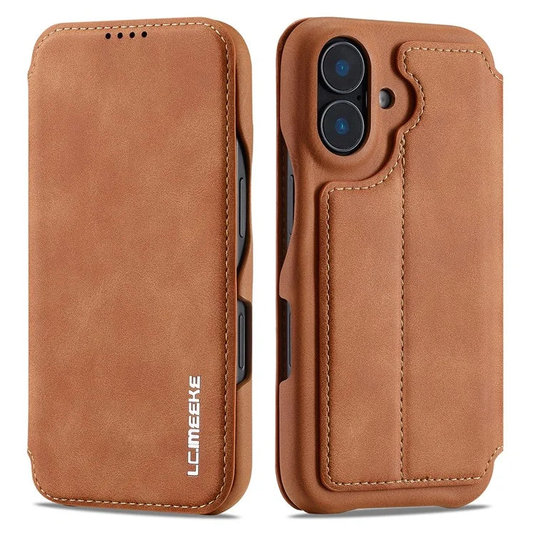 LC.IMEEKE For iPhone 16 Case Card Holder Stand Leather Phone Cover