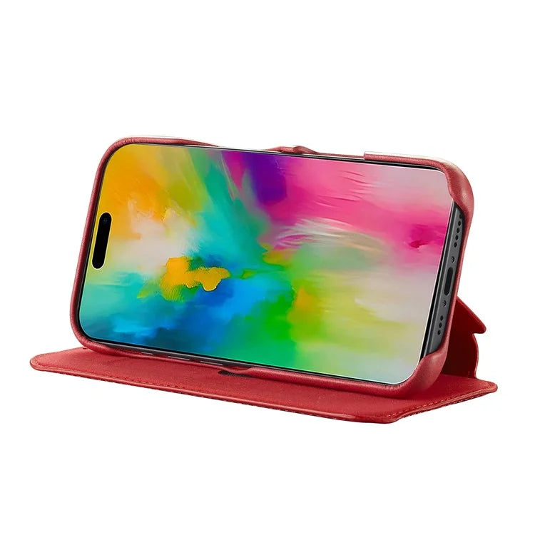 LC.IMEEKE For iPhone 16 Case Card Holder Stand Leather Phone Cover