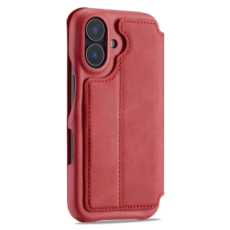 LC.IMEEKE For iPhone 16 Case Card Holder Stand Leather Phone Cover