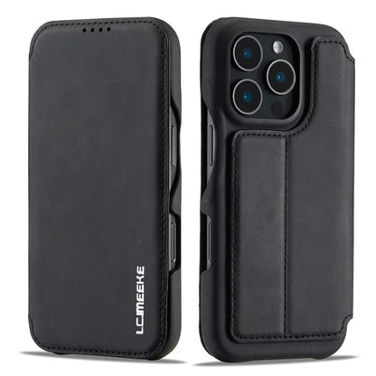 LC.IMEEKE For iPhone 16 Pro Max Case Card Holder Stand Leather Phone Cover