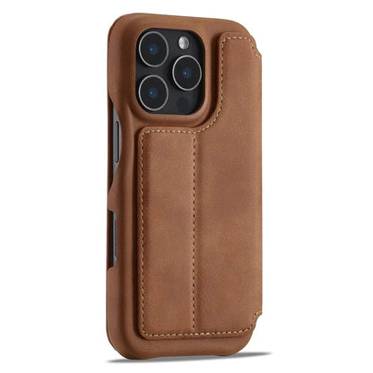 LC.IMEEKE For iPhone 16 Pro Max Case Card Holder Stand Leather Phone Cover