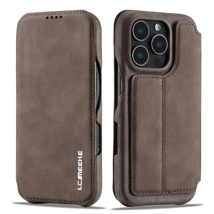 LC.IMEEKE For iPhone 16 Pro Max Case Card Holder Stand Leather Phone Cover