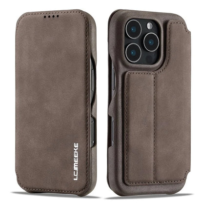 LC.IMEEKE For iPhone 16 Pro Max Case Card Holder Stand Leather Phone Cover