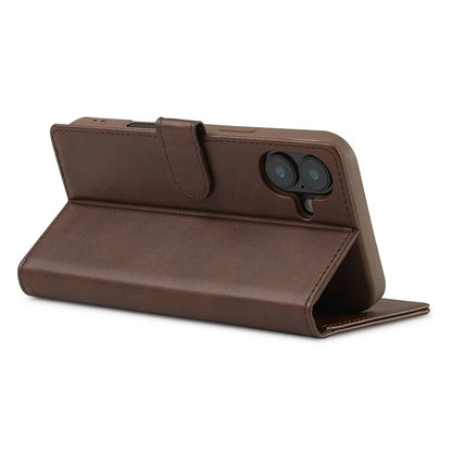 LC.IMEEKE For iPhone 16 Plus Case Calf Texture PU Leather Stand Wallet Phone Cover