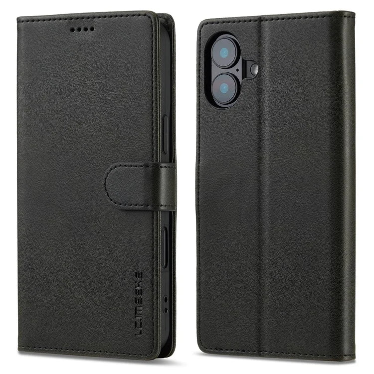 LC.IMEEKE For iPhone 16 Plus Case Calf Texture PU Leather Stand Wallet Phone Cover