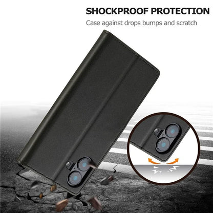 LC.IMEEKE For iPhone 16 Plus Case Calf Texture PU Leather Stand Wallet Phone Cover