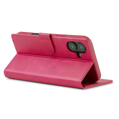 LC.IMEEKE For iPhone 16 Plus Case Calf Texture PU Leather Stand Wallet Phone Cover
