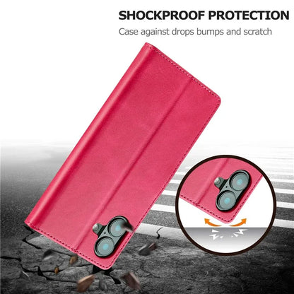 LC.IMEEKE For iPhone 16 Plus Case Calf Texture PU Leather Stand Wallet Phone Cover