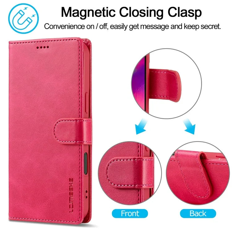 LC.IMEEKE For iPhone 16 Plus Case Calf Texture PU Leather Stand Wallet Phone Cover
