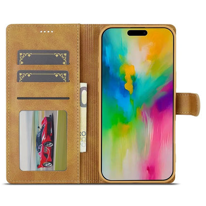 LC.IMEEKE For iPhone 16 Plus Case Calf Texture PU Leather Stand Wallet Phone Cover