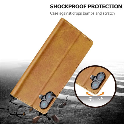 LC.IMEEKE For iPhone 16 Plus Case Calf Texture PU Leather Stand Wallet Phone Cover