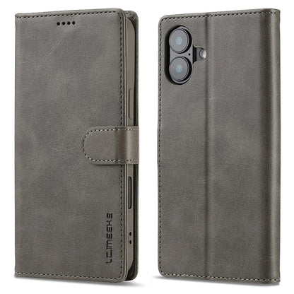 LC.IMEEKE For iPhone 16 Plus Case Calf Texture PU Leather Stand Wallet Phone Cover