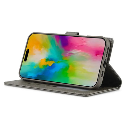 LC.IMEEKE For iPhone 16 Plus Case Calf Texture PU Leather Stand Wallet Phone Cover
