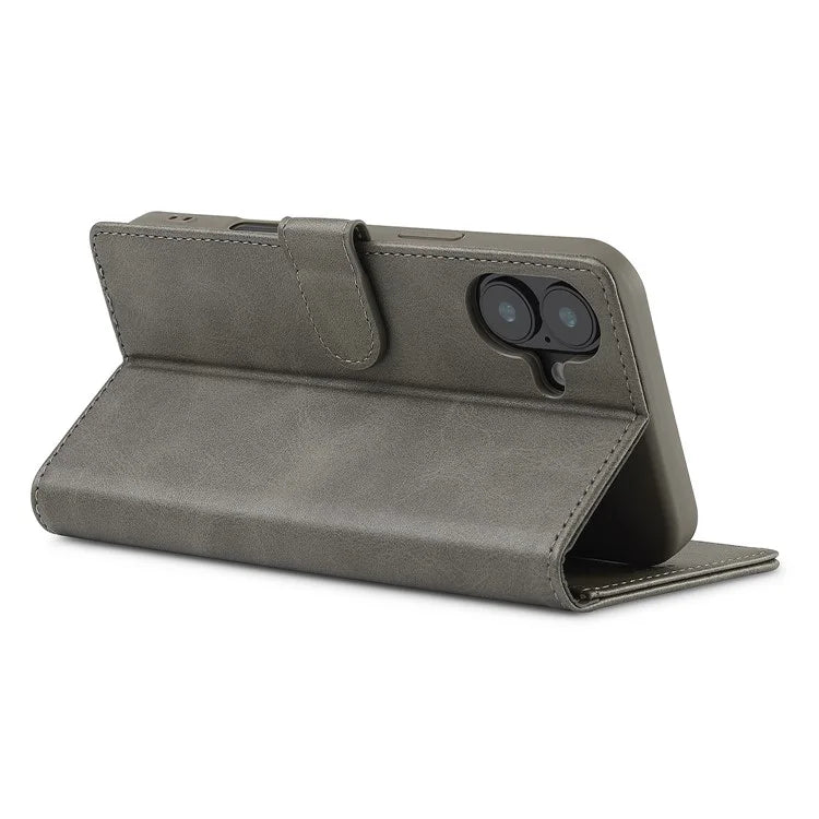 LC.IMEEKE For iPhone 16 Plus Case Calf Texture PU Leather Stand Wallet Phone Cover