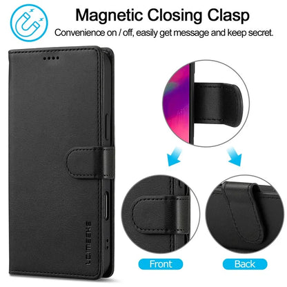 LC.IMEEKE For iPhone 16 Pro Case Calf Texture PU Leather Stand Wallet Phone Cover