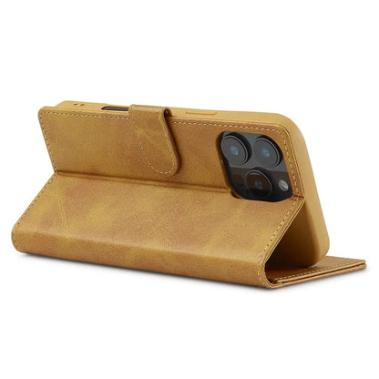 LC.IMEEKE For iPhone 16 Pro Case Calf Texture PU Leather Stand Wallet Phone Cover