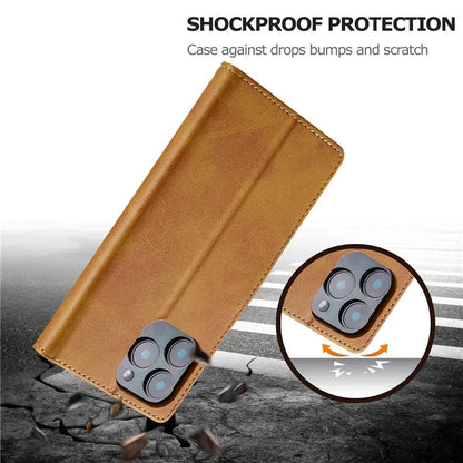 LC.IMEEKE For iPhone 16 Pro Case Calf Texture PU Leather Stand Wallet Phone Cover