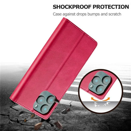 LC.IMEEKE For iPhone 16 Pro Case Calf Texture PU Leather Stand Wallet Phone Cover